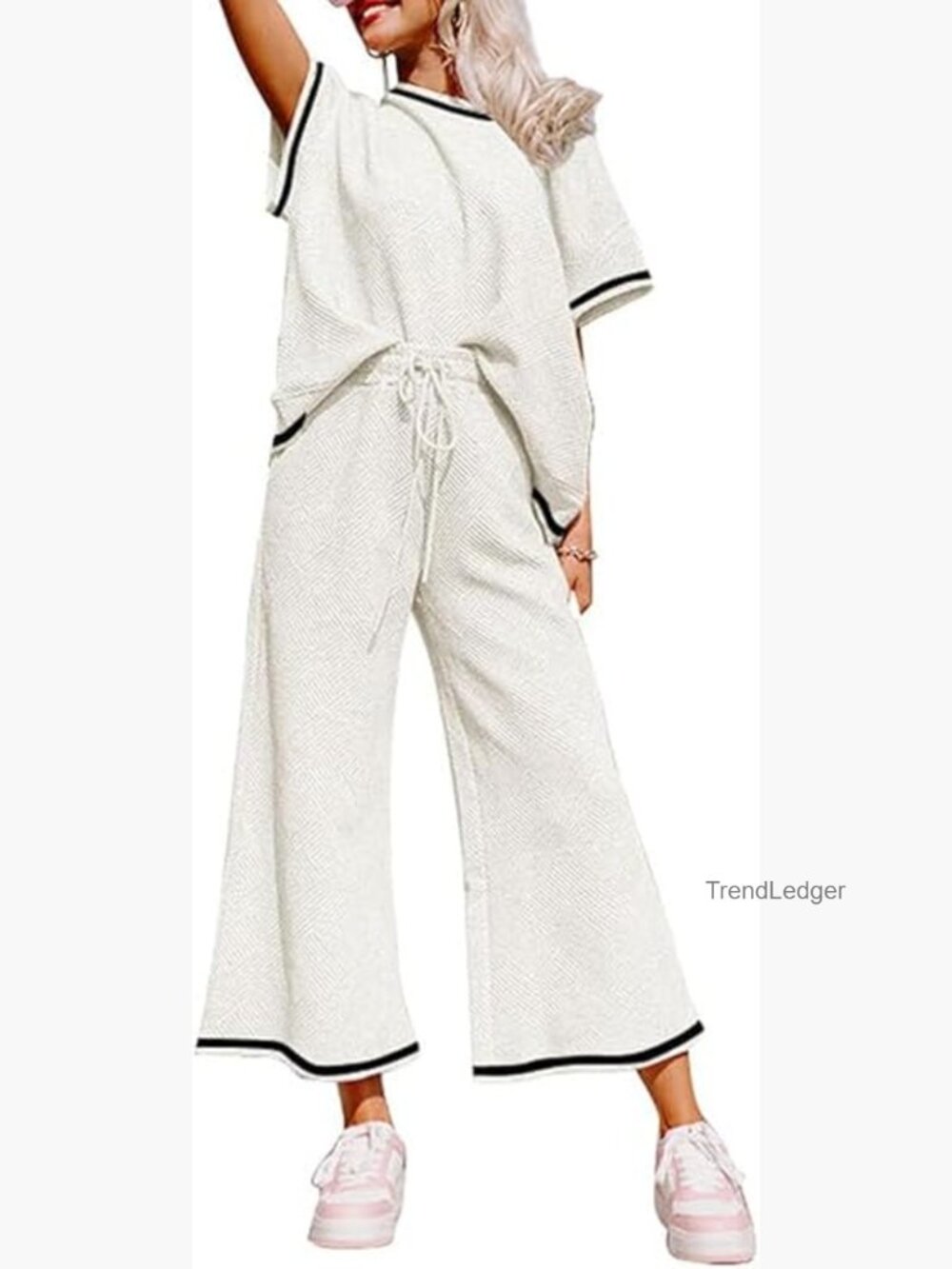 Two Piece Lounge Sets Short Sleeve Sweatshirt Pants Set